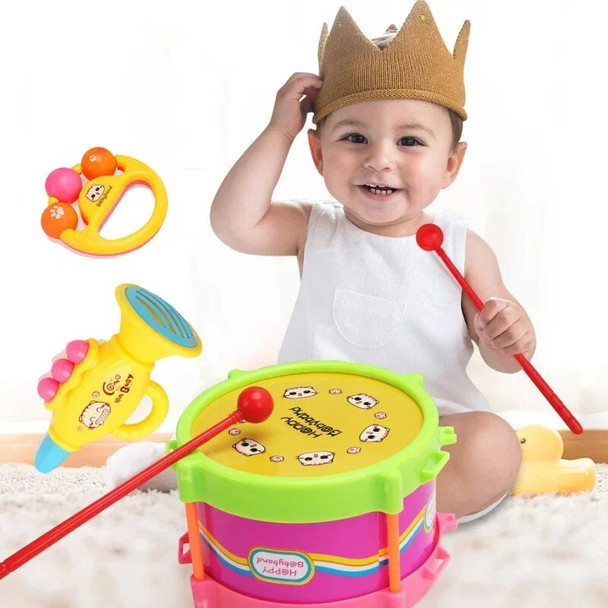 5pcs Children Drum Trumpet Toy Music Percussion Instrument Band Kit Early Learning Educational Toy Baby Kids Children Gift