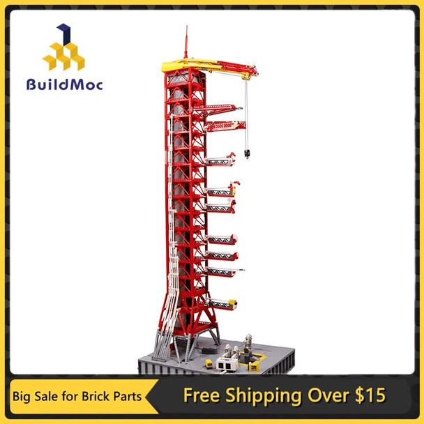 MOC Saturn 5 Launch Tower Building Blocks Rocket Launch Platform High-Tech Shuttle Station Compatible Toys for Boys Holiday Gift