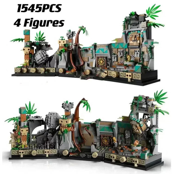 2023 NEW Indiana Jones Temple of The 77015 Building Project for Adults Famous Movie Scene Building Blocks Kids Toys Gifts