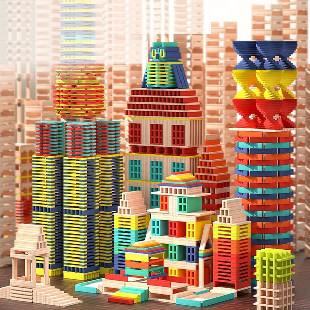 100PCS DIY Wooden Toys Multicolor Archimedes Building Blocks Montessori Children Creative Construction Stacking Block Baby Kids