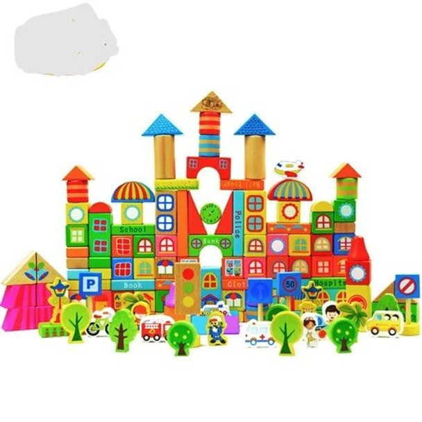 baby Toys Building & Construction Toys Stacking Blocks 190PCS City traffic building blocks montessori toys wooden toys baby toy