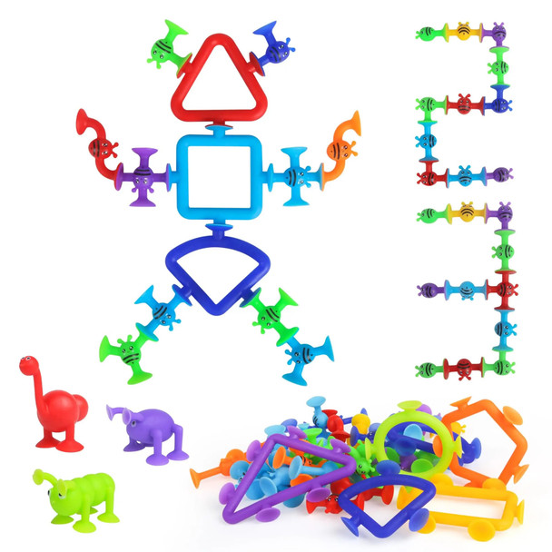 Suction Cup Building Blocks Children Toys Dinosaurs Geometric Kids DIY Soft Plastic Blocks Construction Set Toys for Boys Girls