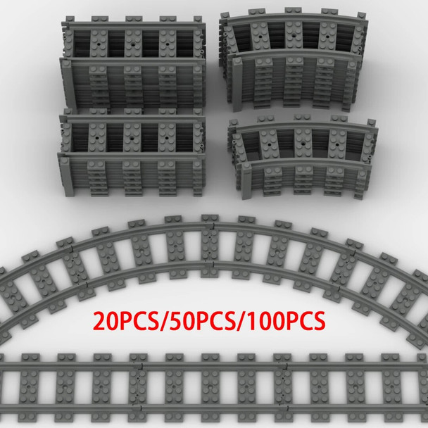 City Trains Flexible Tracks Soft 100PCS Straight Curved Rails Switch Building Block Creative Models Railways Toys For Kids 53401