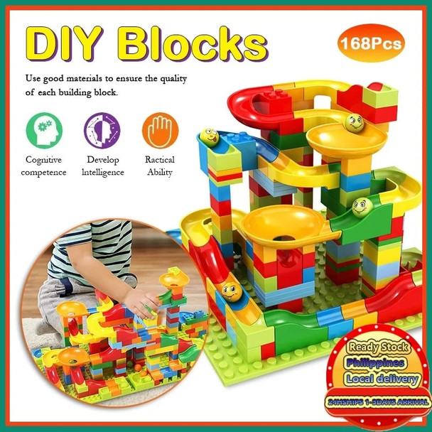 168PCS Building Blocks Construction Marble Race Run Ball Track Toys Bricks Educational puzzle Toys