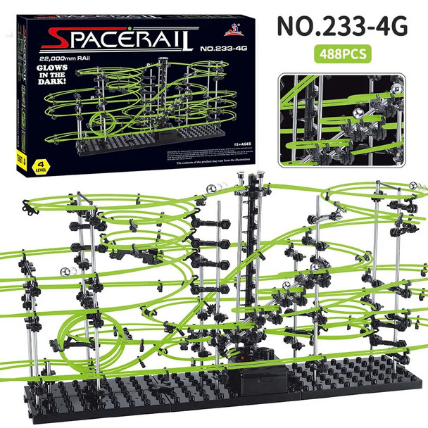 193/343/488PCS High-tech Ball Shooter Marble Luminous with Creative Roller Coaster Marble Games Ball Track Set Kid Gift