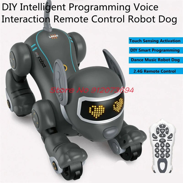 DIY Smart Programming Voice Interaction Remote Control Robot Dog 2.4G Fun Follow Touch Sensing Acting Cute RC Animal Robot Dog