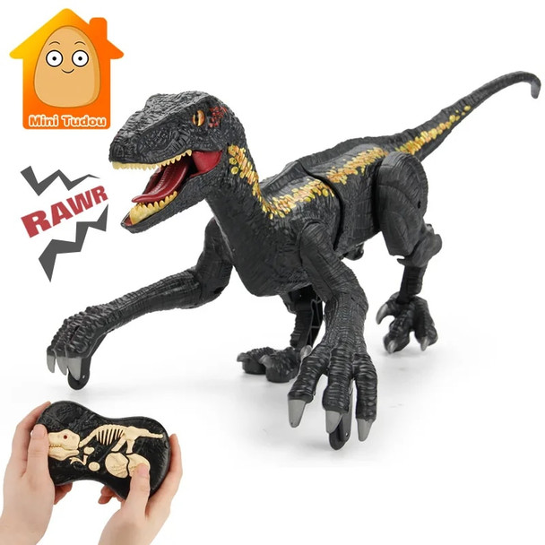 Kid Remote Control Dinosaurs Electric RC Velociraptor Robot Intelligent LED Light Animal Educational Toys For Boy Gift