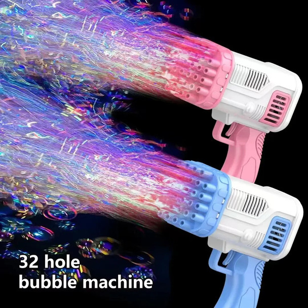 Children's 32 Hole Bubble Machine Electric Bubble Gun Outdoor Parent-child Bubble Blowing Toys Without Battery Bubble Water