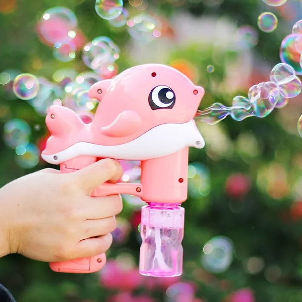 Bubble Gun Electric Automatic Soap Cute Bubbles Machine Kids Portable Outdoor Party Toy LED Light Blower Toys Children Gifts