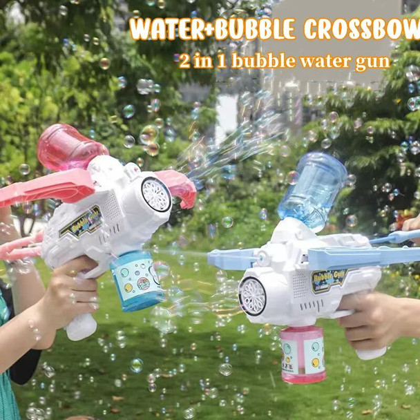 2in1 Electric Bubble Machine Crossbow Automatic Bubble Blower With Container Soap Bubbles Bazooka Maker Water Gun Outdoor Toy