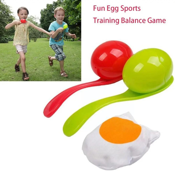 Children's Portable Outdoor Sports Balancing Relay Race Toy Plastic Egg And Spoon Race Game Set Kindergarten Teaching Gift