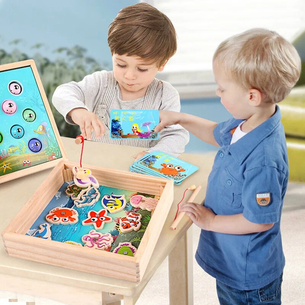 Kids Early Education Props Wooden Magnetic Games 3D Fishing Toy Game Baby Kids Educational Toys Children Birthday Christmas Gift