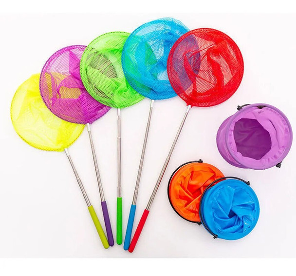 Funny Telescopic Net Fishing Bucket Tools Kids Outdoor Play Game Toys for Children Adults Catching Insects Butterfly Nets Gifts
