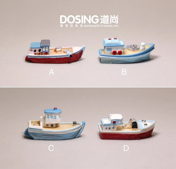Miniature Fishing Boat Model Ornaments Sea World Mini Ship Ocean Small Sailboat Sailing Speedboat Model Aquarium Decoration Toys