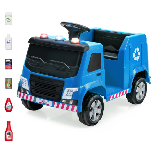 Babyjoy 12V Recycling Garbage Truck Electric Ride On Toy Remote w/ Recycling Accessories