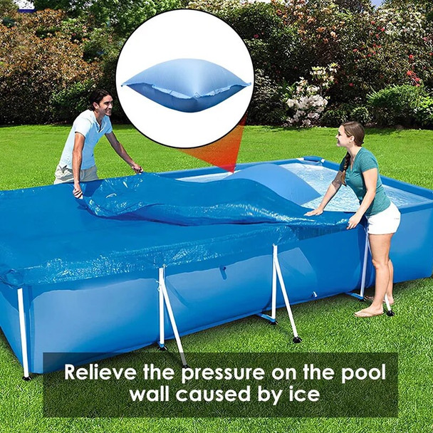 PVC Airtight Pool Pillow Cold-Resistant Pools Float Mat with Rope Swim Pools Floating Pillows Round/Square Outdoor Pool Supplies