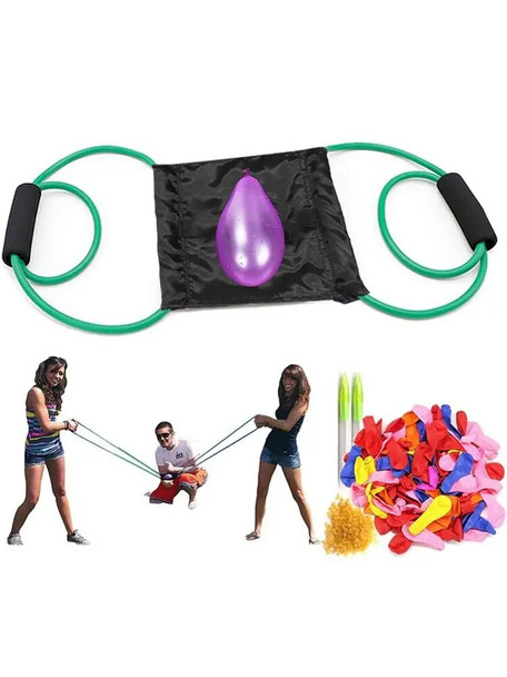 Outdoor Water Balloon Launcher Elastic 3 People Bomb Beach Durable Party Rope Slingshot Fight Toys Funny Heavy Duty Beach toy