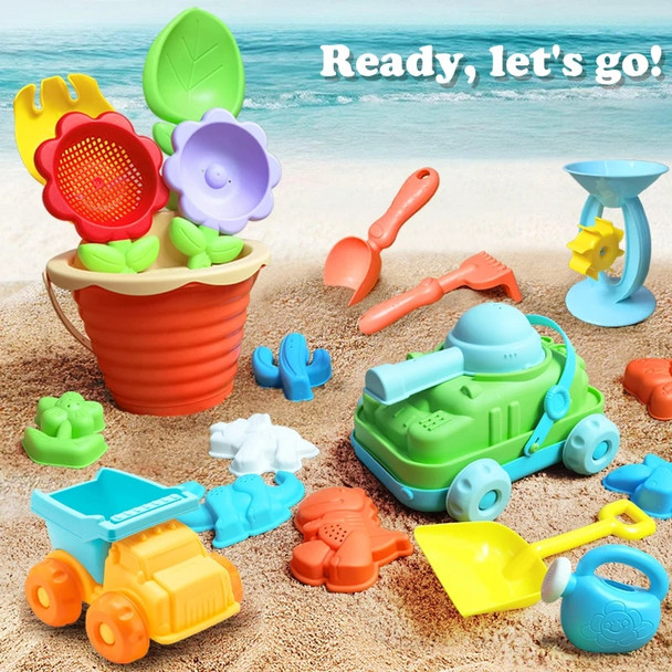 Children's beach toys, playing with sand, digging an hourglass, playing with water, shovels, buckets, and kettles, ages 1-6