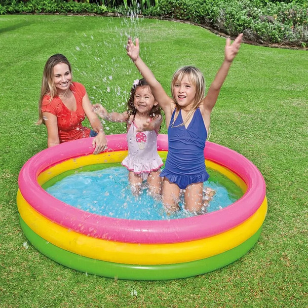 Round Inflatable Swimming Pool Creative Float Accessories Rainbow Paddling Pool Tub Tricyclic PVC Play Sensory Place Mat Kids