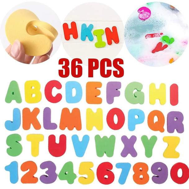 Alphanumeric Stickers Baby Bath Shower Toy Foam Letters Numbers Floating Bath Tub Non-Toxic Kids Early Educational Toys 36pcs