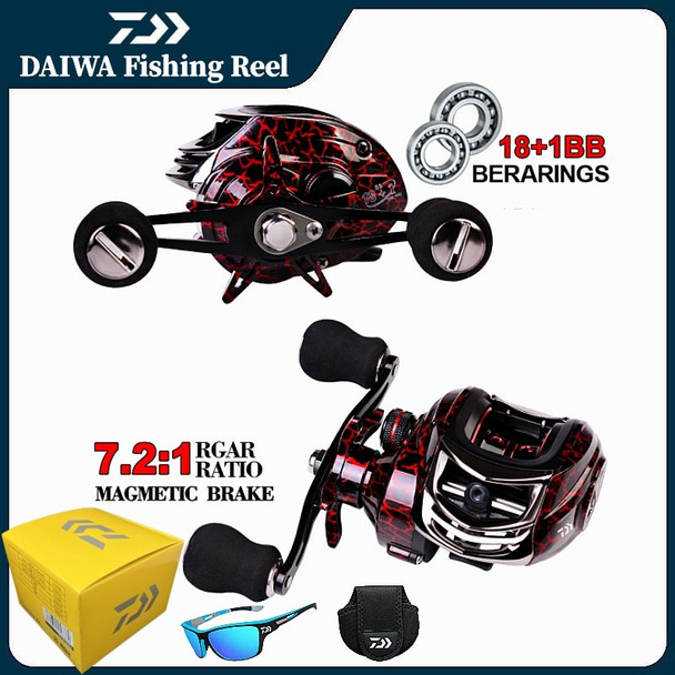 Professional DAIWA Fishing Reel, 18+1 BB Bearings, 7.2:1 High-Speed Gear Ratio, 9-speed Magnetic Brake System