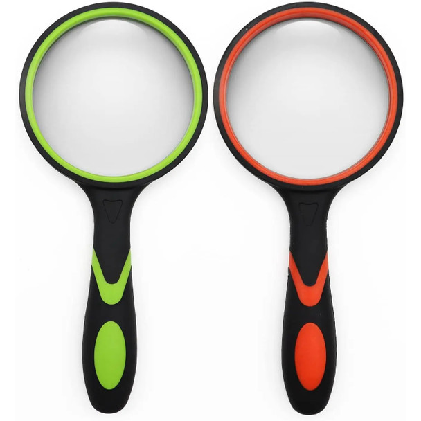 Handheld Magnifying Glass 10x For Kids Seniors Reading 50mm Magnifier Nature Exploration Non-Slip Shatterproof Magnifying Lens