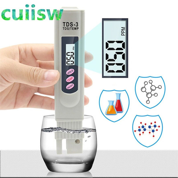 2-in-1 PPM Water TDS Meter Tester Drinking Water Quality Analyzer Monitor Filter Rapid Test Aquarium Hydroponics Pools PPM TDS-3