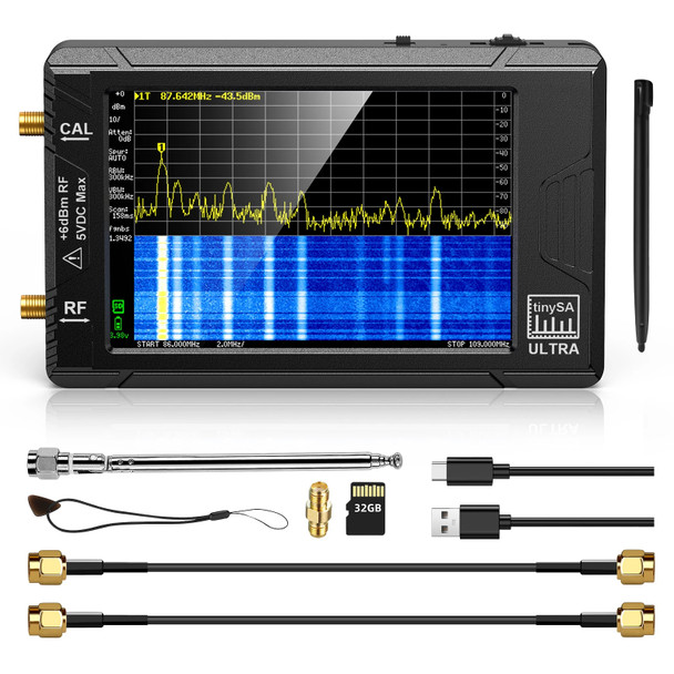 Newest Spectrum analyzer Handheld tiny Spectrum Anslyzer Tinysa Ultra 4" Display 100kHz to 5.3GHz 32GB Card Version V0.4.5.1