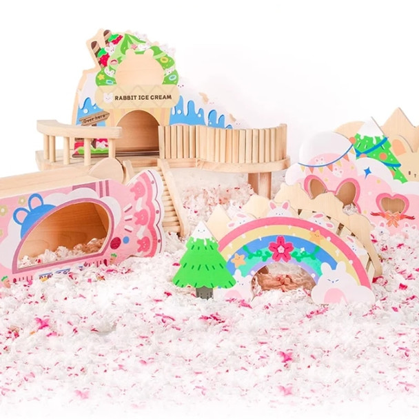 Sweet Bunny Series Wooden Hamster House Small Animal Cage Landscaping Supplies Rat Accessories Chipmunk Dwarf Mouse Nest