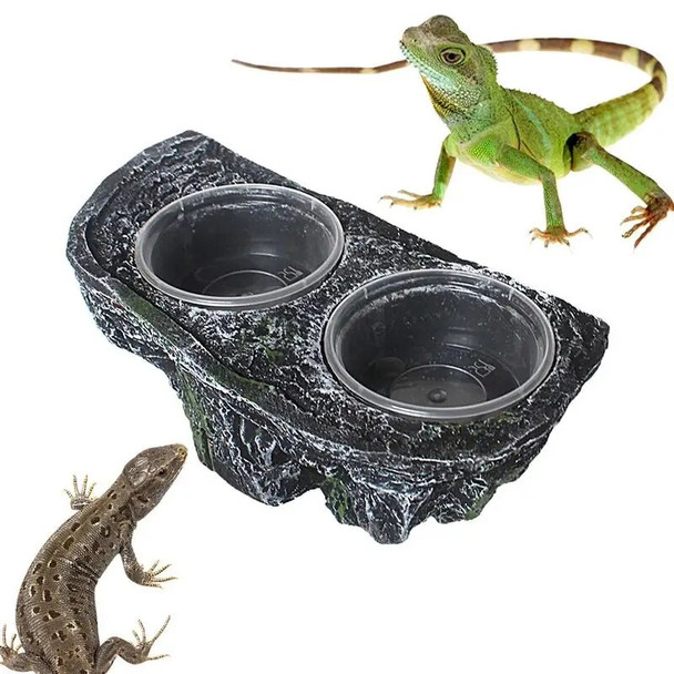 Reptile Food And Water Feeder Reptile Food Dish Terrarium Bowls Flexible Sturdy Durable Bowl For Lizard Dragon Feeding supplies