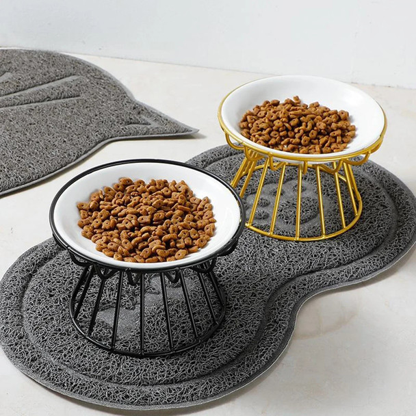 Dog Stand Feeding Steel Ceramic Kitten Dish Raised Water Durable Accessories Stainless Food Pet Cat Double Bowl Feeder