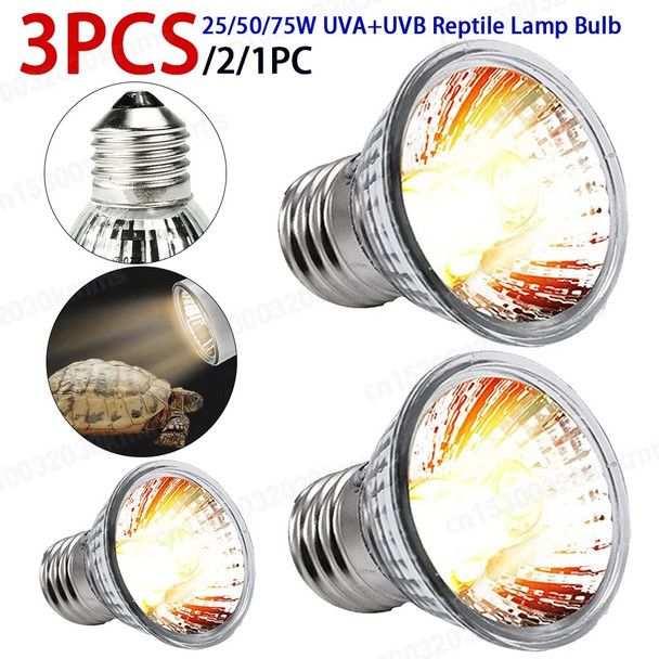 25/50/75W UVA UVB Reptile Lamp Bulb Turtle Basking UV Light Bulbs Heating Light Pet Heat Lamp Amphibians Full Spectrum Sunlamp