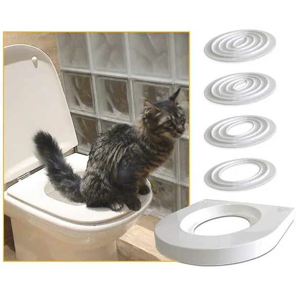 Cats Toilet Training Kit PVC Pet Litter Box Tray Set Professional Puppy Cat Cleaning Trainer Toilet for Cat Training Toilet Seat