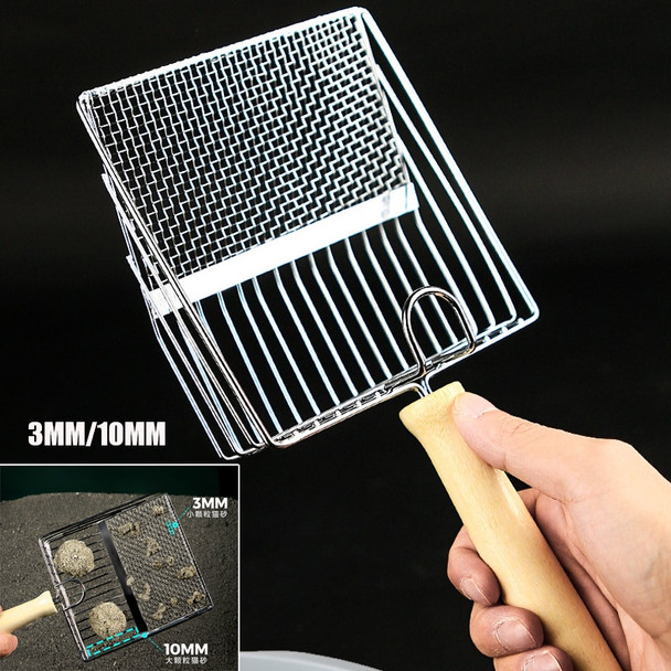 Cat Litter Shovel Stainless Steel Wooden Handle Easy To Rust Washable Kitten Litter Scoop Cats Toilet Cleaning Shovel Tool