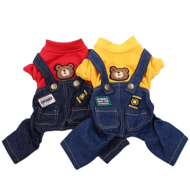 New Pet Jumpsuit Rompers Dog Hoodie Denim Coat T-Shirt Cat Puppy Jacket Autumn/Winter Clothes Apparel