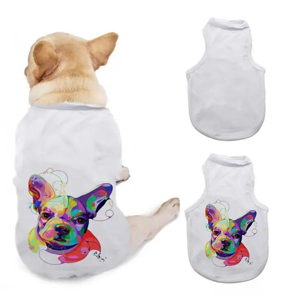 DIY Dogs T Shirt Apparel Sublimation Blank Pets 3 Sizes Sleeveless Dog Puppy Vest Clothes Supplies Polyester Fiber SN142