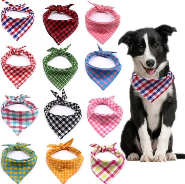 New home Pet triangle scarfs dog scarfs cat classic Plaid saliva scarf pet scarf Dog Supplies Dog Apparel Accessories SN08