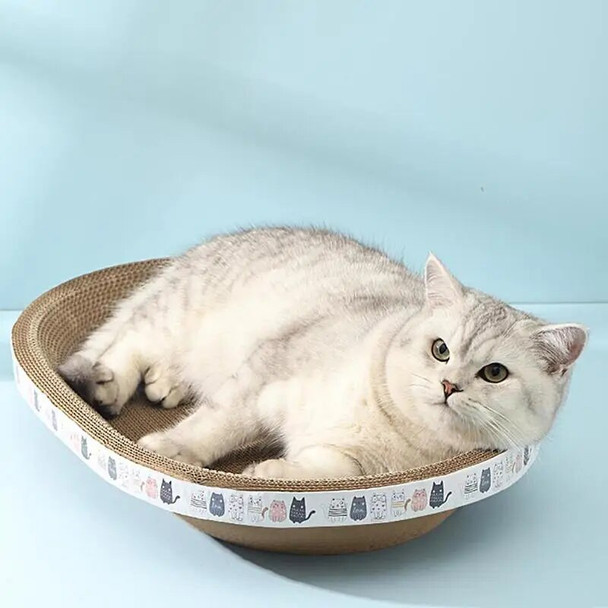 Cat Scratching Board Corrugated Cardboard Scratch Pad 2 in 1 Oval Cat Scratch Pad Nest for Cat Grinding Claw Furniture Protector