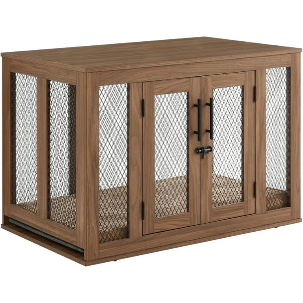 Furniture Dog Crate With Tray for Medium Dogs Modern Decorative Wood Pretty Cute Fancy End Side Table Nightstand Puppy House Pet