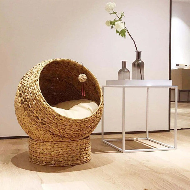 Banana Leaf Rattan Cat Nest Cat Villa Cat House Cat Bed Pet Bed Cattery Cat Furniture Removable and Washable Scratch-Resistant