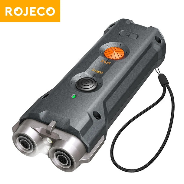 ROJECO 2 In 1 Training & Anti Barking Device Ultrasonic Dog Repeller With Flashlight Stop Attack Rechargeable Repeller For Dog