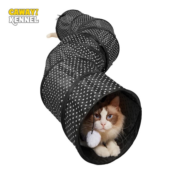 CAWAYI KENNEL Pet Cat Tunnel S-shape Collapsible Hole Indoor Outdoor Tube Kitty Tunnel Cat Pet Toy Space-Saving Cat Training Toy