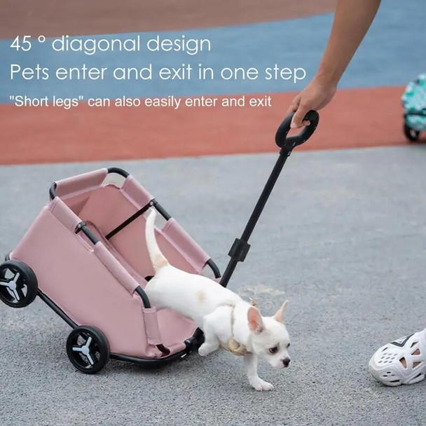 Stroller for Dog Rolling Cat Carrier Dog Cage Stroller 4 Wheels Lightweight Folding Trolley Dog Cart for Travelling Shopping