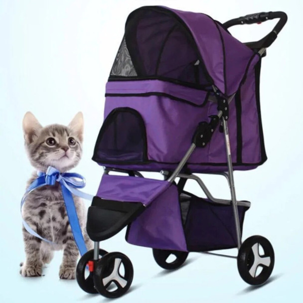 Pet Stroller 3 Wheels Cat Dog Travel Folding Carrier Lightweight Breathable Bag with Cup Holder for Small Dogs Teddy Chihuahua