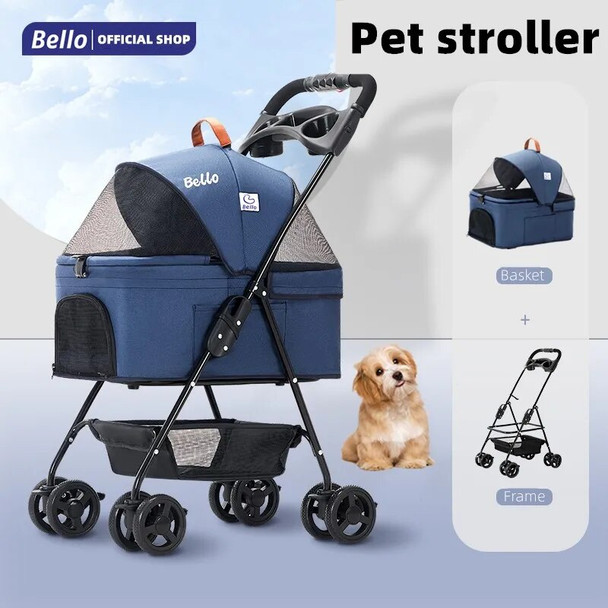Bello Puppy Stroller Universal 4 Wheels Trolley Cat Carrier Dog Carriage Stroller Cat Transport Bag Trolley Stroller 강아지 유모차