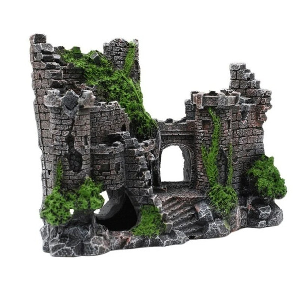 KX4B Landscape Castle Cave Hideouts House for Aquatic Fish Shrimp Aquarium Decoration