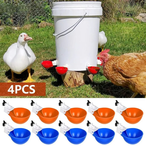 4PCS Automatic Chicken Water Feeder Drinking Cups Poultry Kit for Chicks Duck Goose Turkey Quail Feeding Watering Supplie