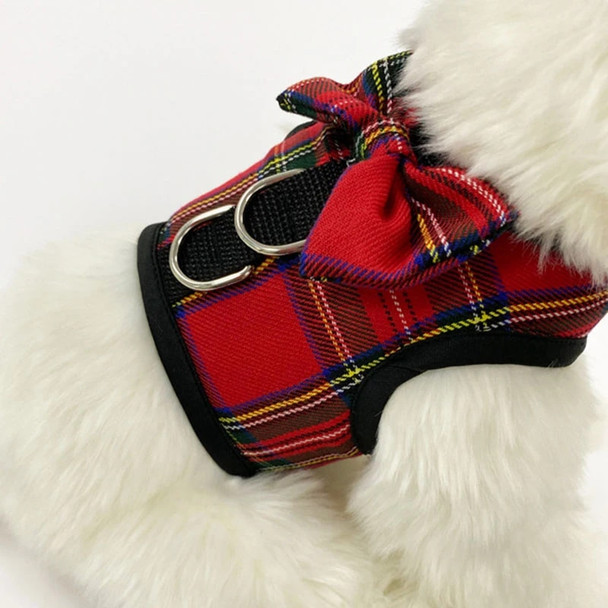 Adjustable Dog Harness Dog Vest with Leash Set Lattice Pet Harness For Puppy Chihuahua Small Dogs Leash Set With Bow Pet Clothes