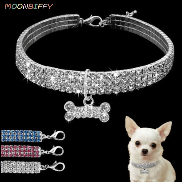 Dog Collar Rhinestone Jewelry Chihuahua Crystal Jewelry Adjustable Engraved Text Dog Collar