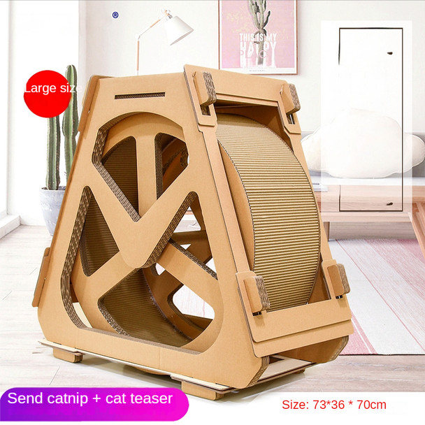 Unique Cat Exercise Wheel Treadmill Interactive Corrugated Roller Fitness Scratch Board for Active Cats